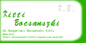 kitti bocsanszki business card